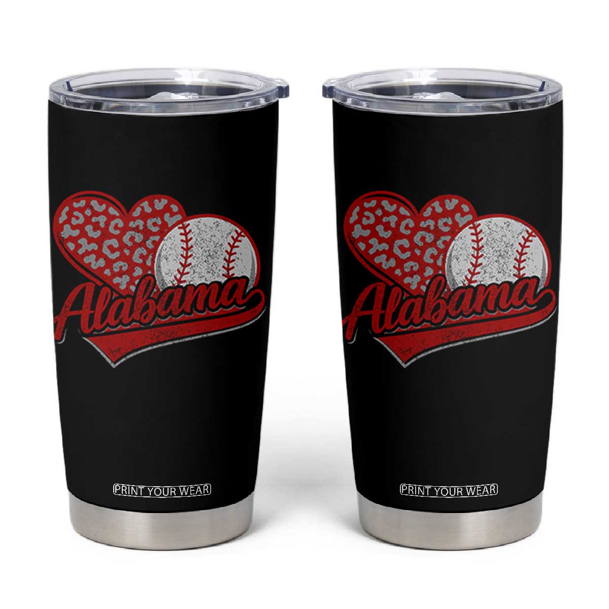 Alabama Fan Tumbler Cup AL Baseball Heart Graphic Sports Style 80s 90s TS10 Black Print Your Wear
