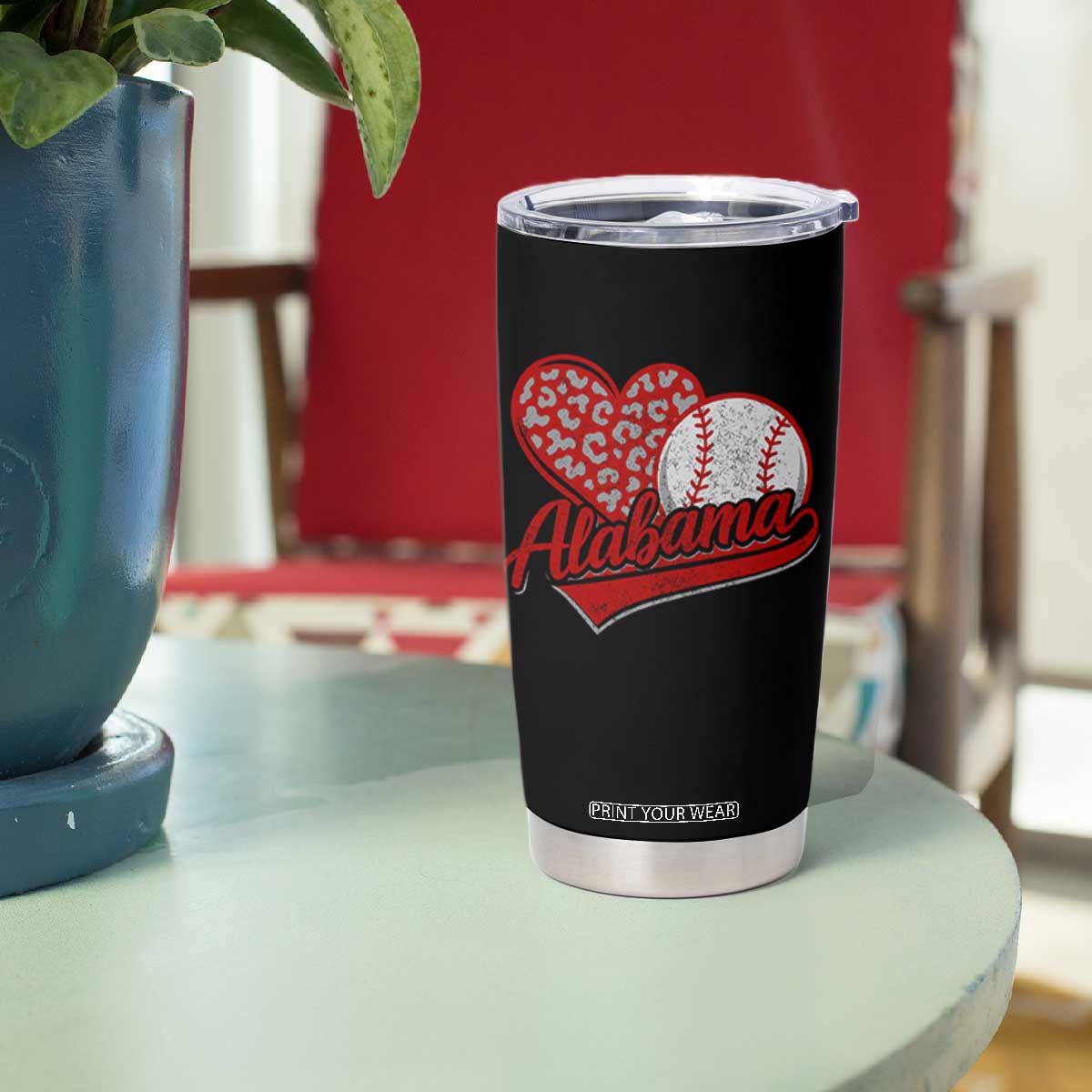 Alabama Fan Tumbler Cup AL Baseball Heart Graphic Sports Style 80s 90s TS10 Print Your Wear