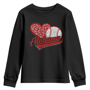 Alabama Fan Youth Sweatshirt AL Baseball Heart Graphic Sports Style 80s 90s TS10 Black Print Your Wear
