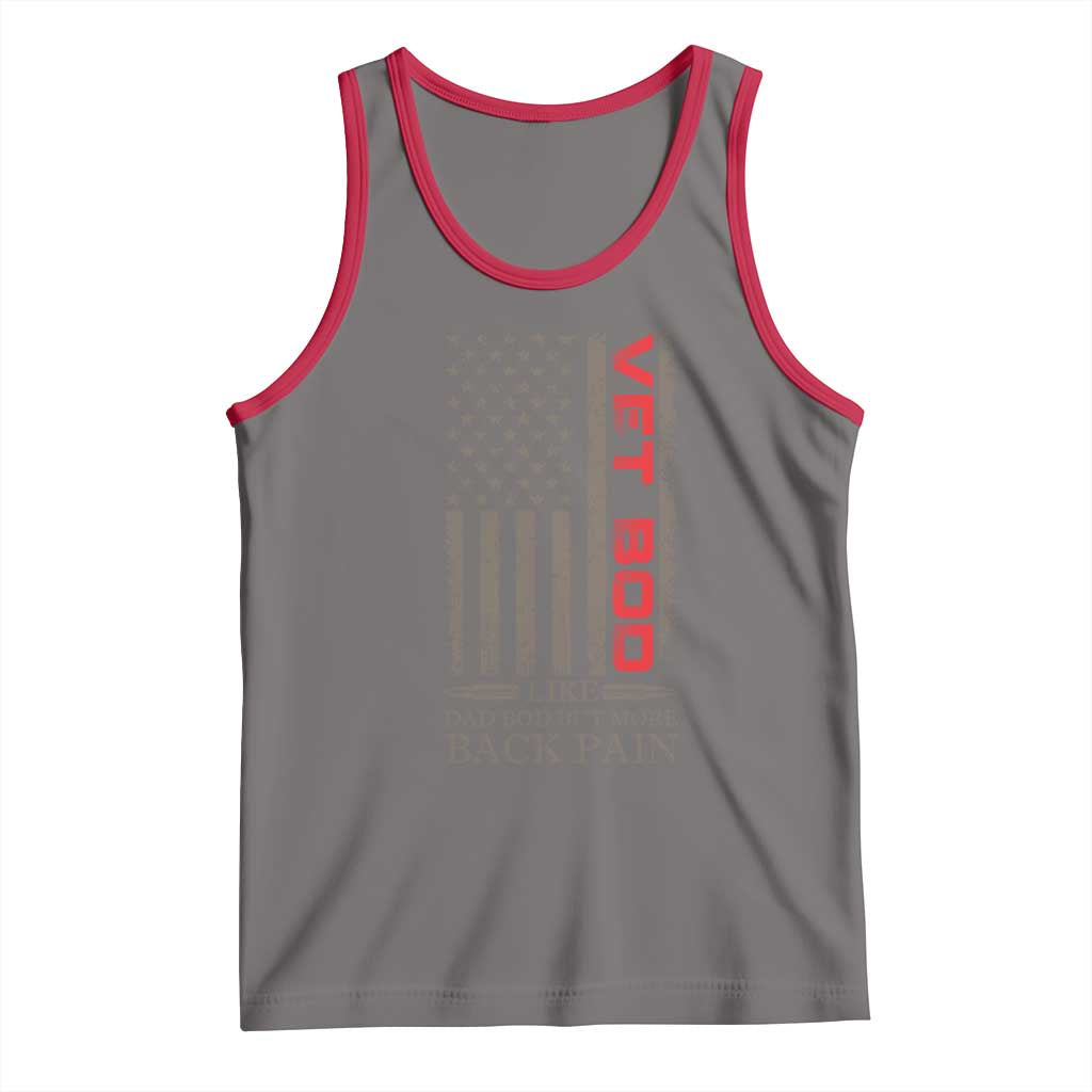 Vet Bod Tank Top Funny Veteran Like Dad Bod But More Back Pain US Flag TS10 Deep Heather Red Print Your Wear