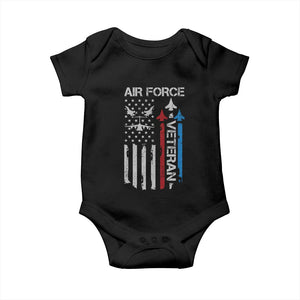 Air Force Veteran Baby Onesie Distressed American Flag Retired Dad Grandpa TS10 Black Print Your Wear