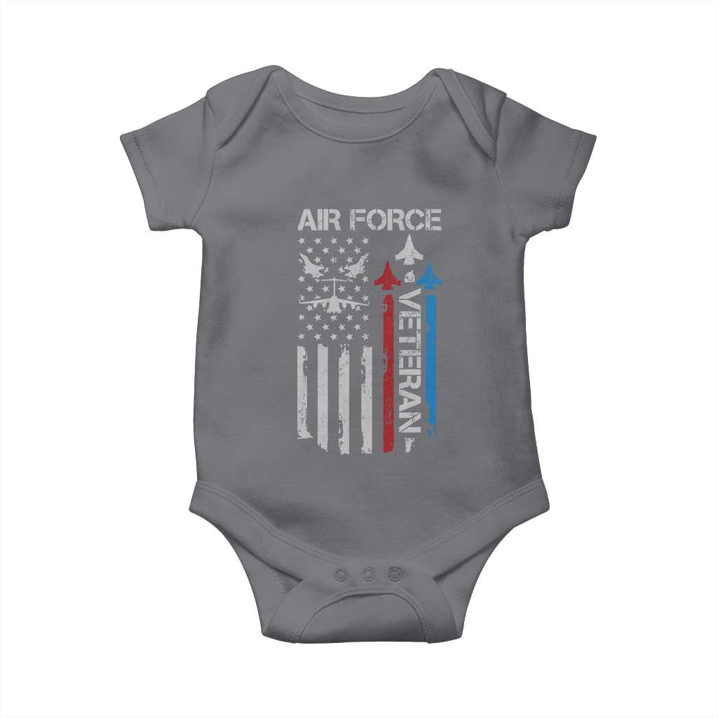 Air Force Veteran Baby Onesie Distressed American Flag Retired Dad Grandpa TS10 Charcoal Print Your Wear