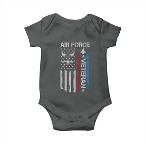 Air Force Veteran Baby Onesie Distressed American Flag Retired Dad Grandpa TS10 Dark Heather Print Your Wear