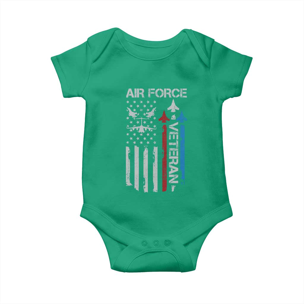 Air Force Veteran Baby Onesie Distressed American Flag Retired Dad Grandpa TS10 Irish Green Print Your Wear