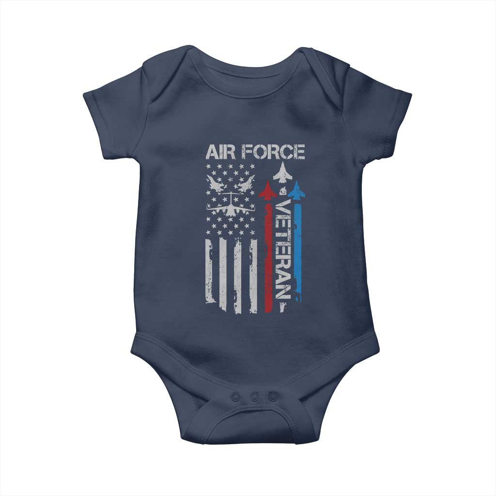 Air Force Veteran Baby Onesie Distressed American Flag Retired Dad Grandpa TS10 Navy Print Your Wear