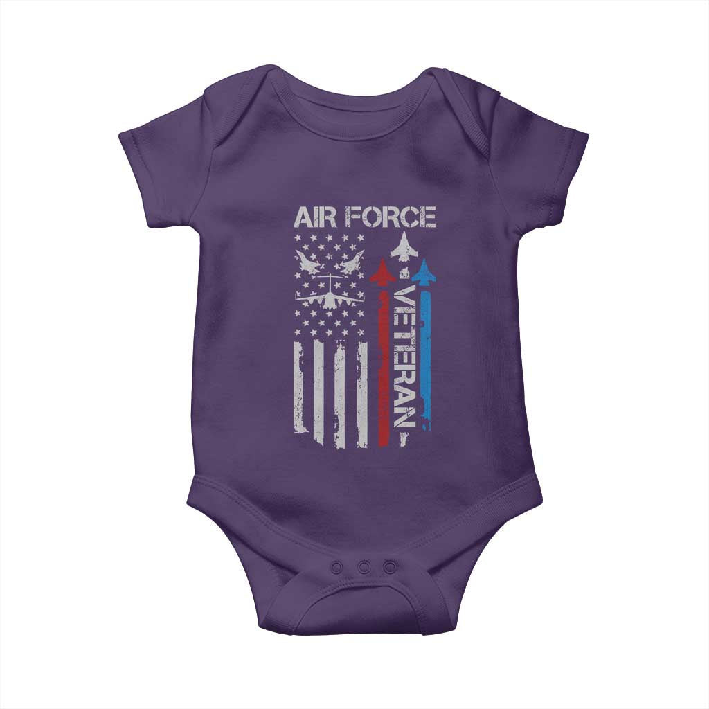 Air Force Veteran Baby Onesie Distressed American Flag Retired Dad Grandpa TS10 Purple Print Your Wear