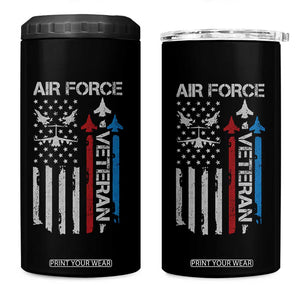 Air Force Veteran 4 in 1 Can Cooler Tumbler Distressed American Flag Retired Dad Grandpa TS10 One Size: 16 oz Black Print Your Wear