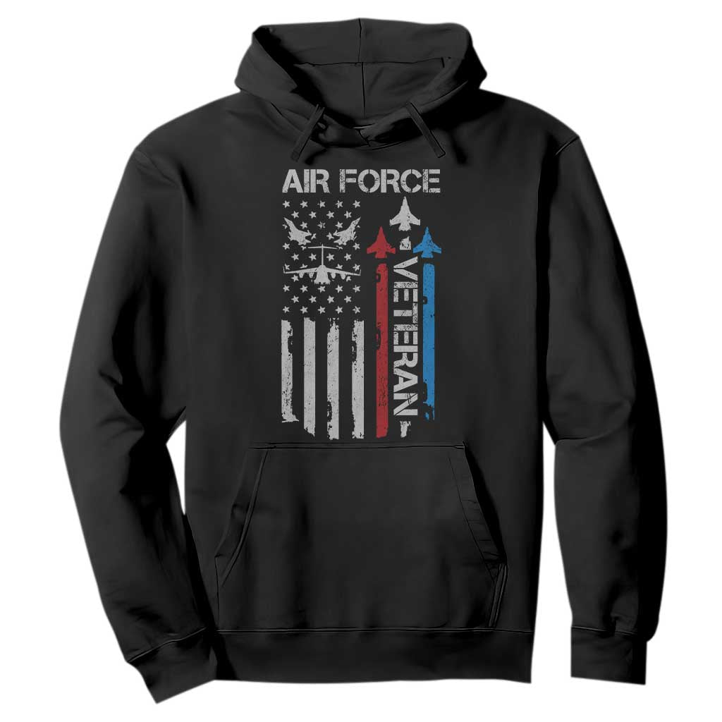 Air Force Veteran Hoodie Distressed American Flag Retired Dad Grandpa TS10 Black Print Your Wear