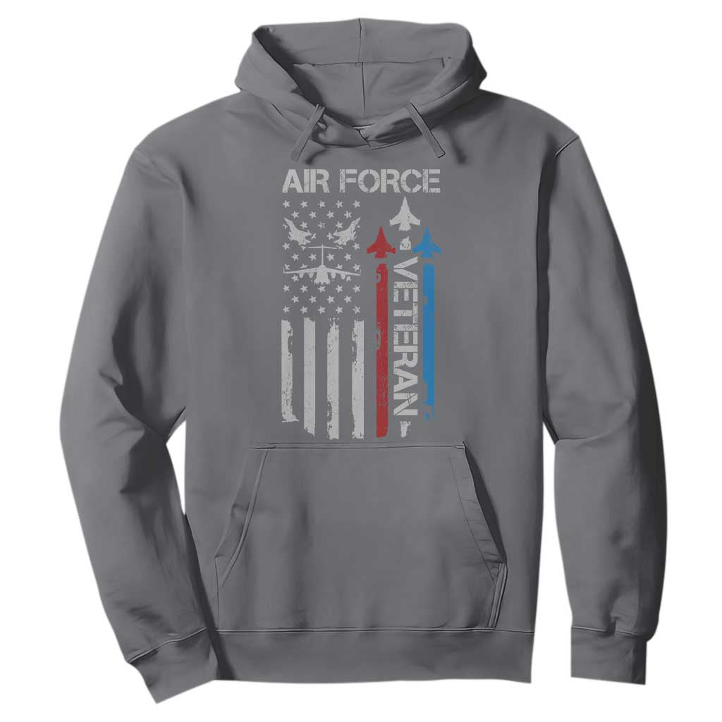 Air Force Veteran Hoodie Distressed American Flag Retired Dad Grandpa TS10 Charcoal Print Your Wear