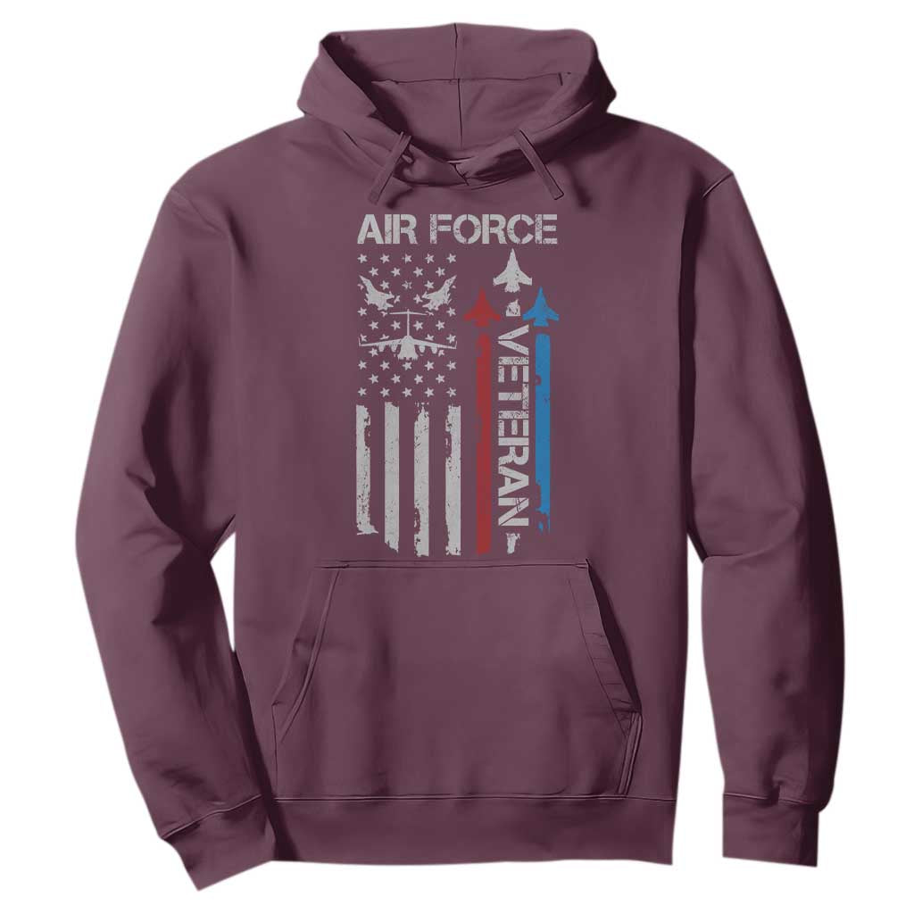 Air Force Veteran Hoodie Distressed American Flag Retired Dad Grandpa TS10 Maroon Print Your Wear