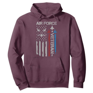 Air Force Veteran Hoodie Distressed American Flag Retired Dad Grandpa TS10 Maroon Print Your Wear