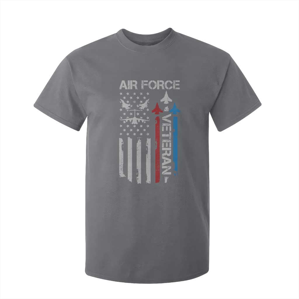 Air Force Veteran T Shirt For Kid Distressed American Flag Retired Dad Grandpa TS10 Charcoal Print Your Wear