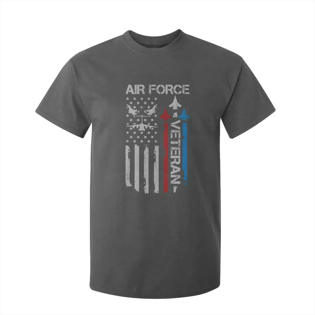 Air Force Veteran T Shirt For Kid Distressed American Flag Retired Dad Grandpa TS10 Dark Heather Print Your Wear