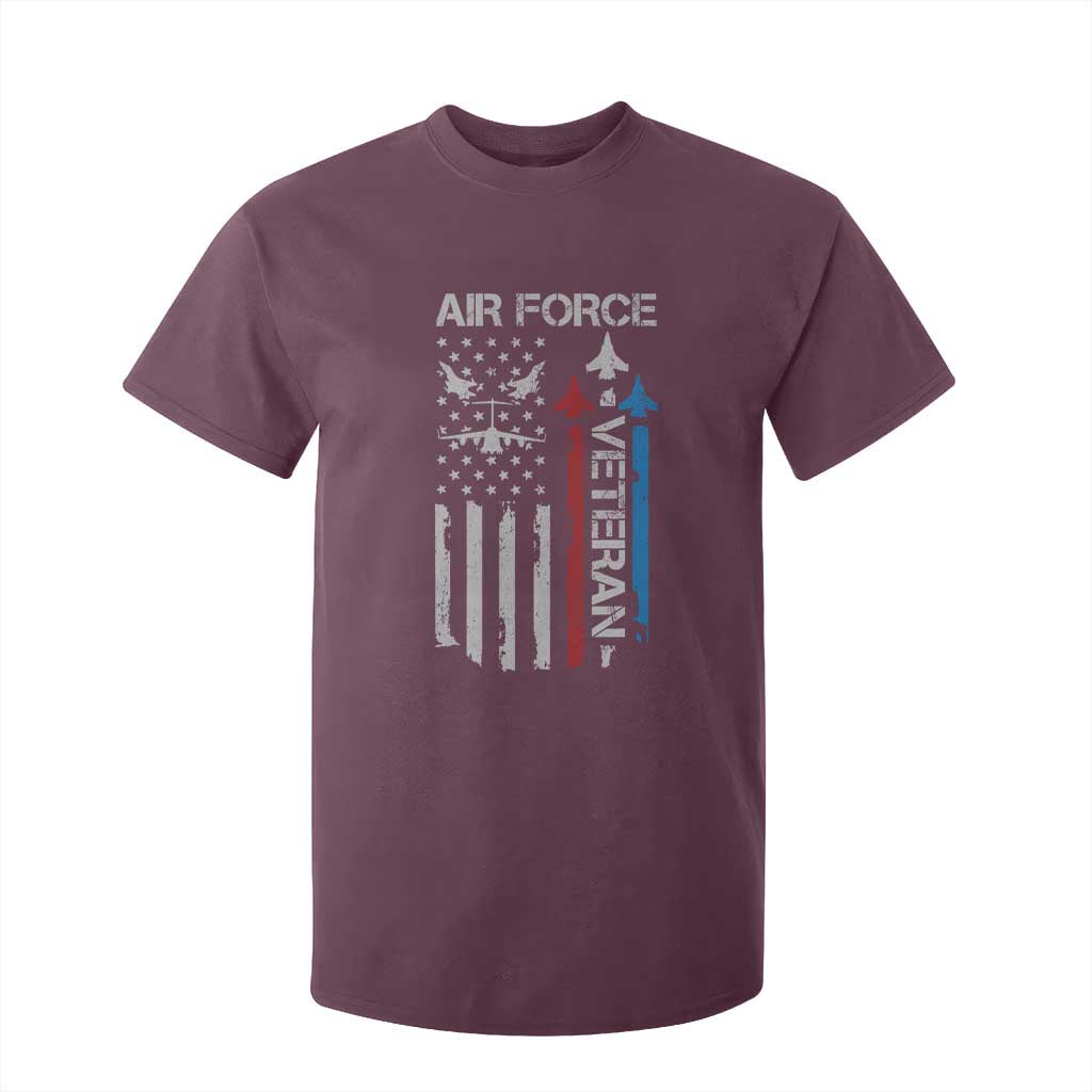Air Force Veteran T Shirt For Kid Distressed American Flag Retired Dad Grandpa TS10 Maroon Print Your Wear