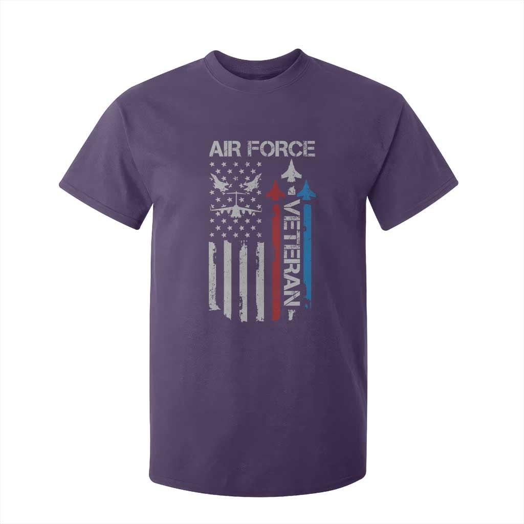 Air Force Veteran T Shirt For Kid Distressed American Flag Retired Dad Grandpa TS10 Purple Print Your Wear
