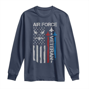 Air Force Veteran Long Sleeve Shirt Distressed American Flag Retired Dad Grandpa TS10 Navy Print Your Wear