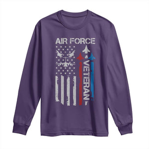 Air Force Veteran Long Sleeve Shirt Distressed American Flag Retired Dad Grandpa TS10 Purple Print Your Wear