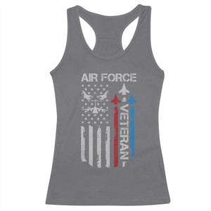 Air Force Veteran Racerback Tank Top Distressed American Flag Retired Dad Grandpa TS10 Charcoal Print Your Wear
