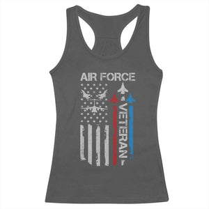 Air Force Veteran Racerback Tank Top Distressed American Flag Retired Dad Grandpa TS10 Dark Heather Print Your Wear