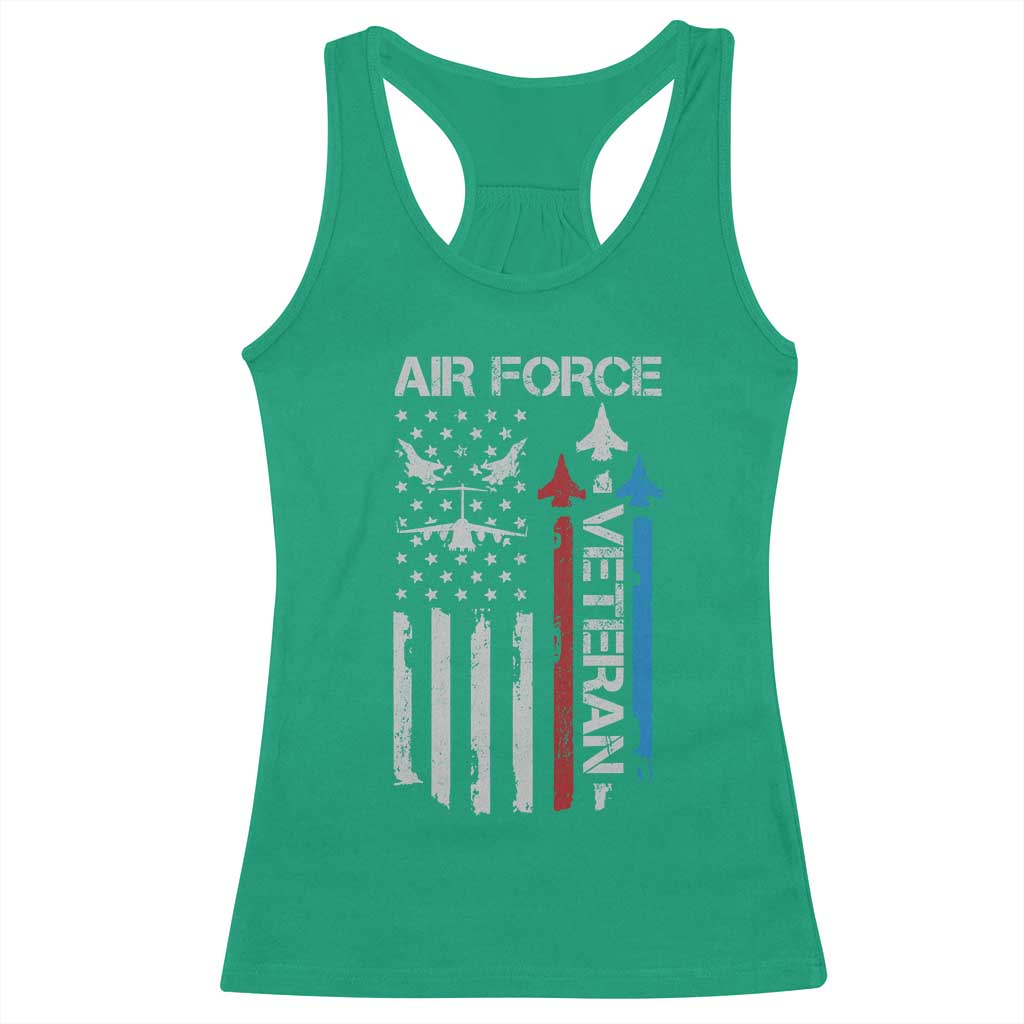 Air Force Veteran Racerback Tank Top Distressed American Flag Retired Dad Grandpa TS10 Irish Green Print Your Wear