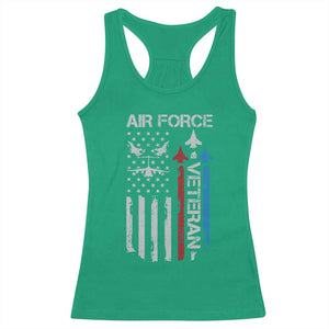 Air Force Veteran Racerback Tank Top Distressed American Flag Retired Dad Grandpa TS10 Irish Green Print Your Wear