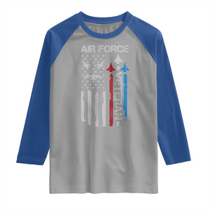 Air Force Veteran Raglan Shirt Distressed American Flag Retired Dad Grandpa TS10 Sport Gray Royal Print Your Wear