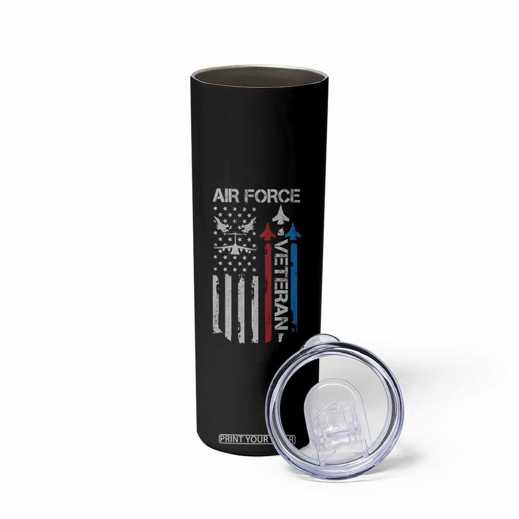 Air Force Veteran Skinny Tumbler Distressed American Flag Retired Dad Grandpa TS10 Print Your Wear