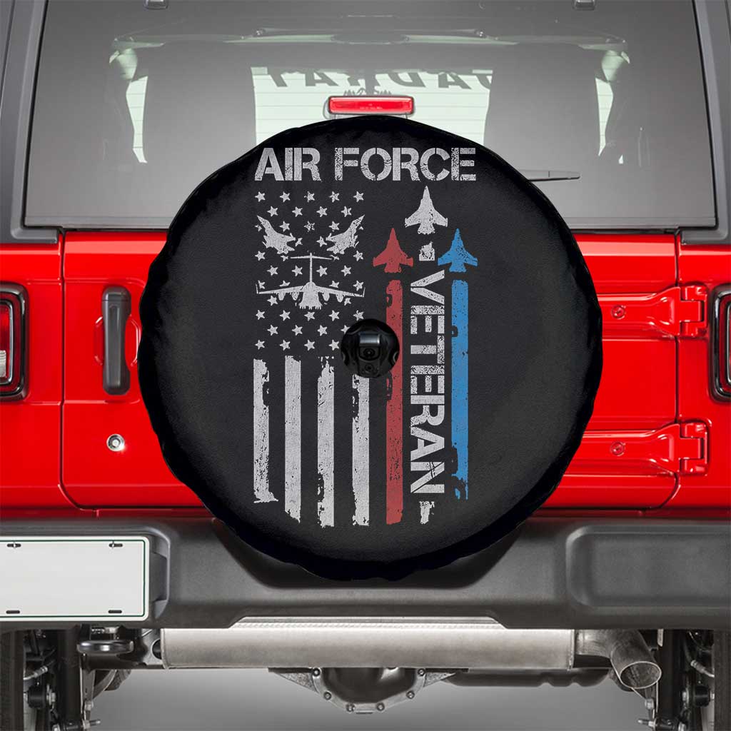 Air Force Veteran Spare Tire Cover Distressed American Flag Retired Dad Grandpa TS10 Black Print Your Wear