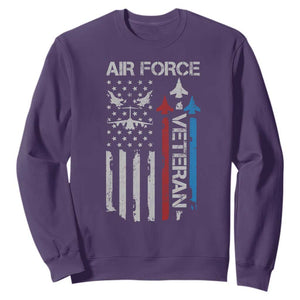Air Force Veteran Sweatshirt Distressed American Flag Retired Dad Grandpa TS10 Purple Print Your Wear