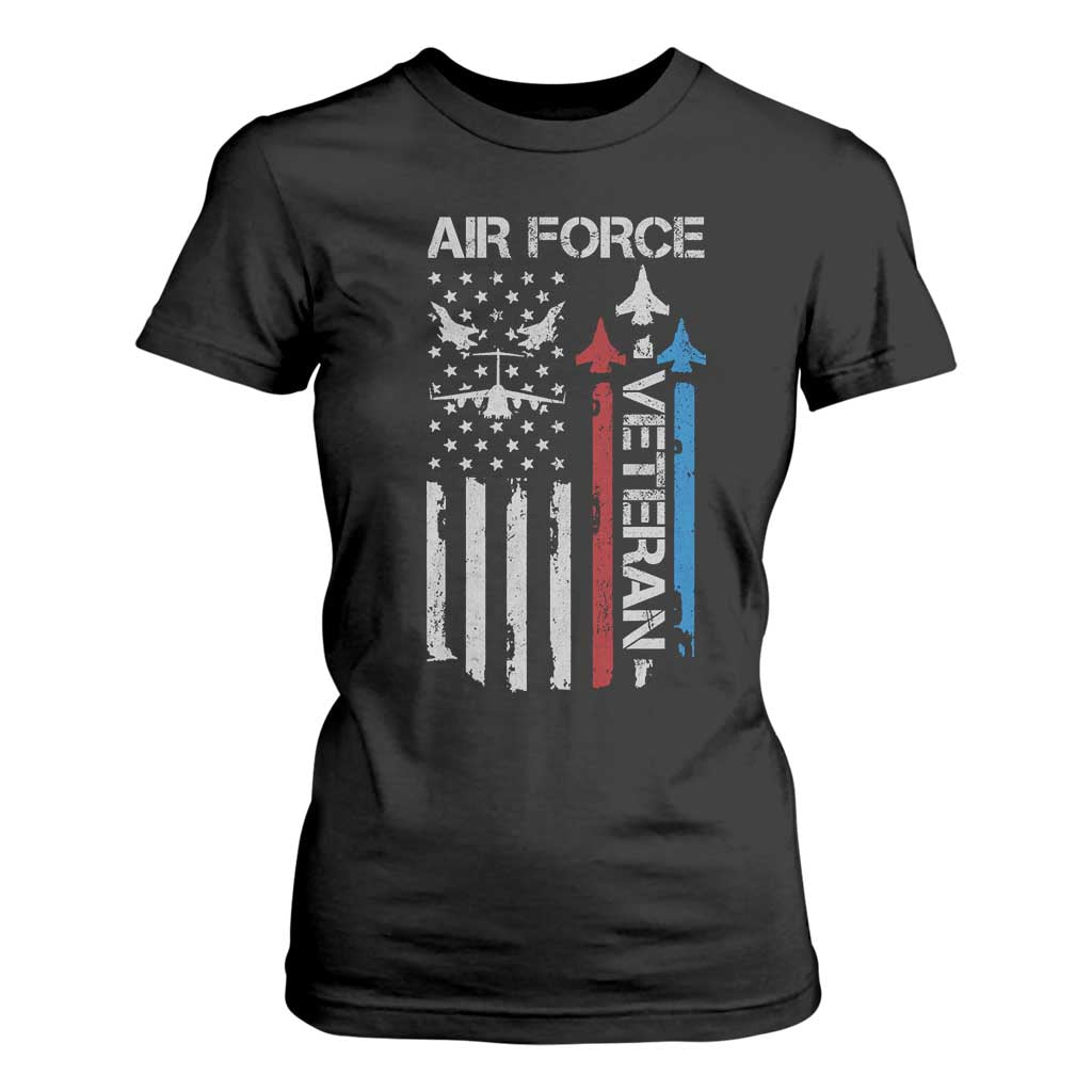 Air Force Veteran T Shirt For Women Distressed American Flag Retired Dad Grandpa TS10 Black Print Your Wear