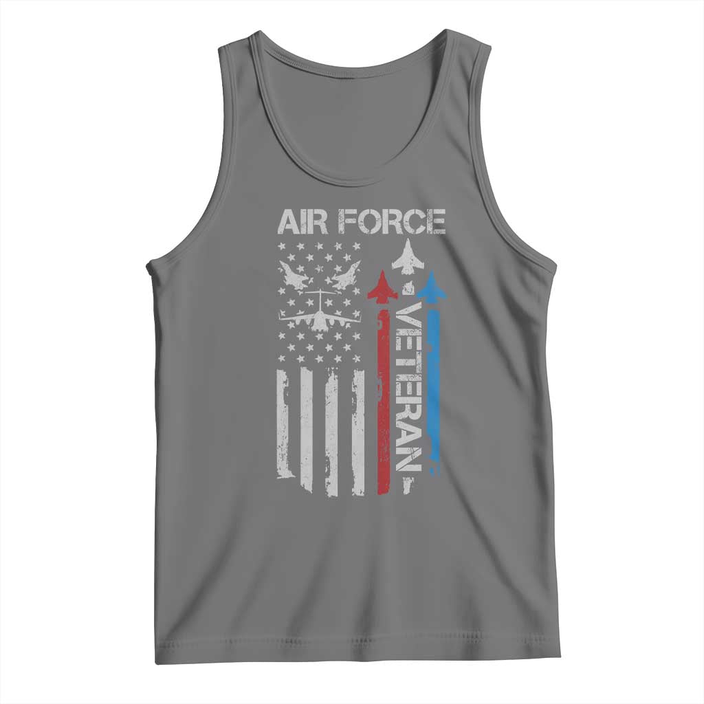 Air Force Veteran Tank Top Distressed American Flag Retired Dad Grandpa TS10 Black Heather Print Your Wear