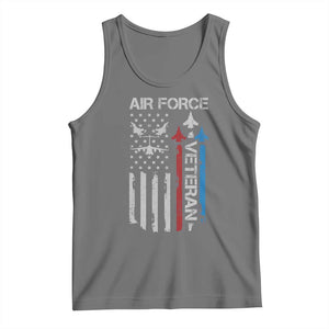 Air Force Veteran Tank Top Distressed American Flag Retired Dad Grandpa TS10 Black Heather Print Your Wear