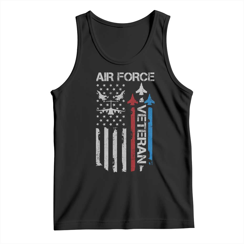 Air Force Veteran Tank Top Distressed American Flag Retired Dad Grandpa TS10 Black Print Your Wear