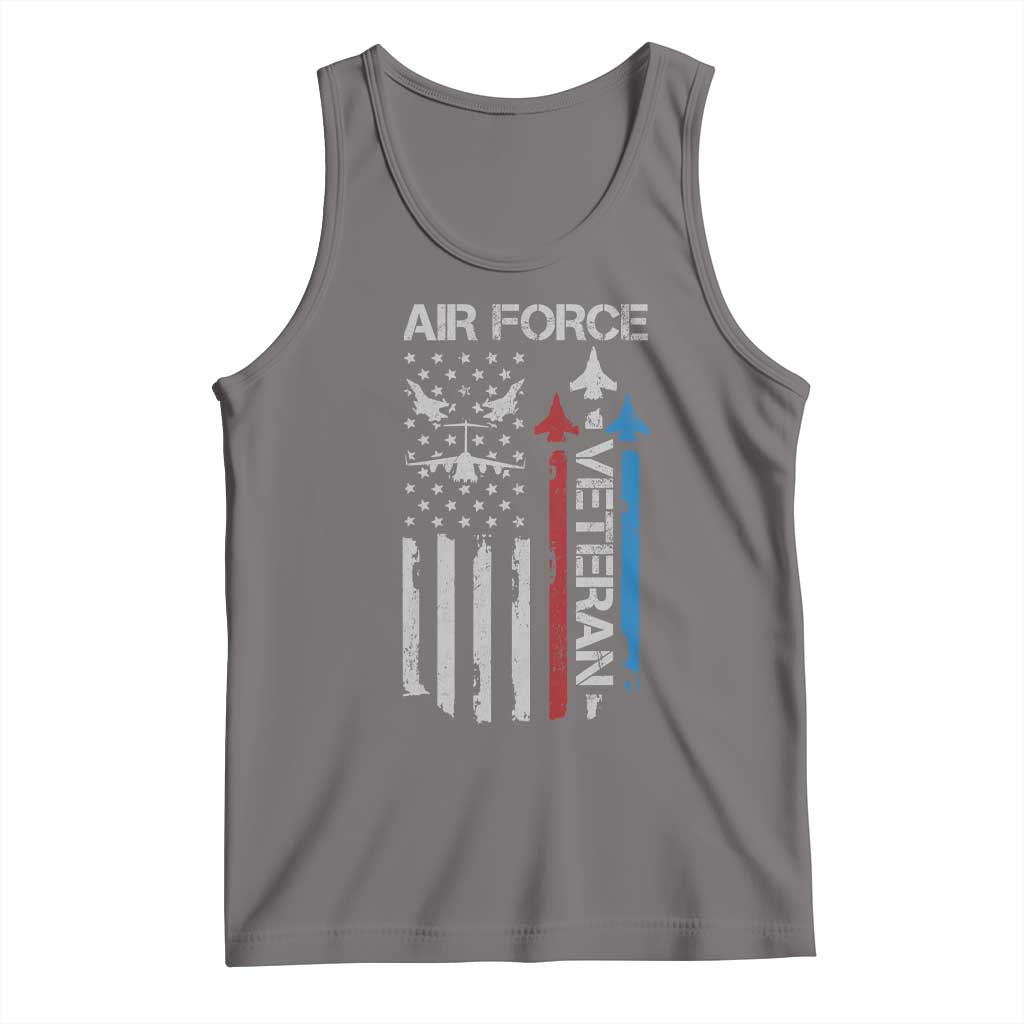 Air Force Veteran Tank Top Distressed American Flag Retired Dad Grandpa TS10 Deep Heather Print Your Wear