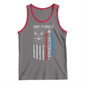 Air Force Veteran Tank Top Distressed American Flag Retired Dad Grandpa TS10 Deep Heather Red Print Your Wear