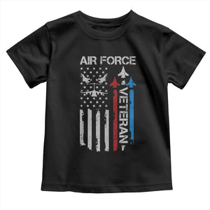 Air Force Veteran Toddler T Shirt Distressed American Flag Retired Dad Grandpa TS10 Black Print Your Wear