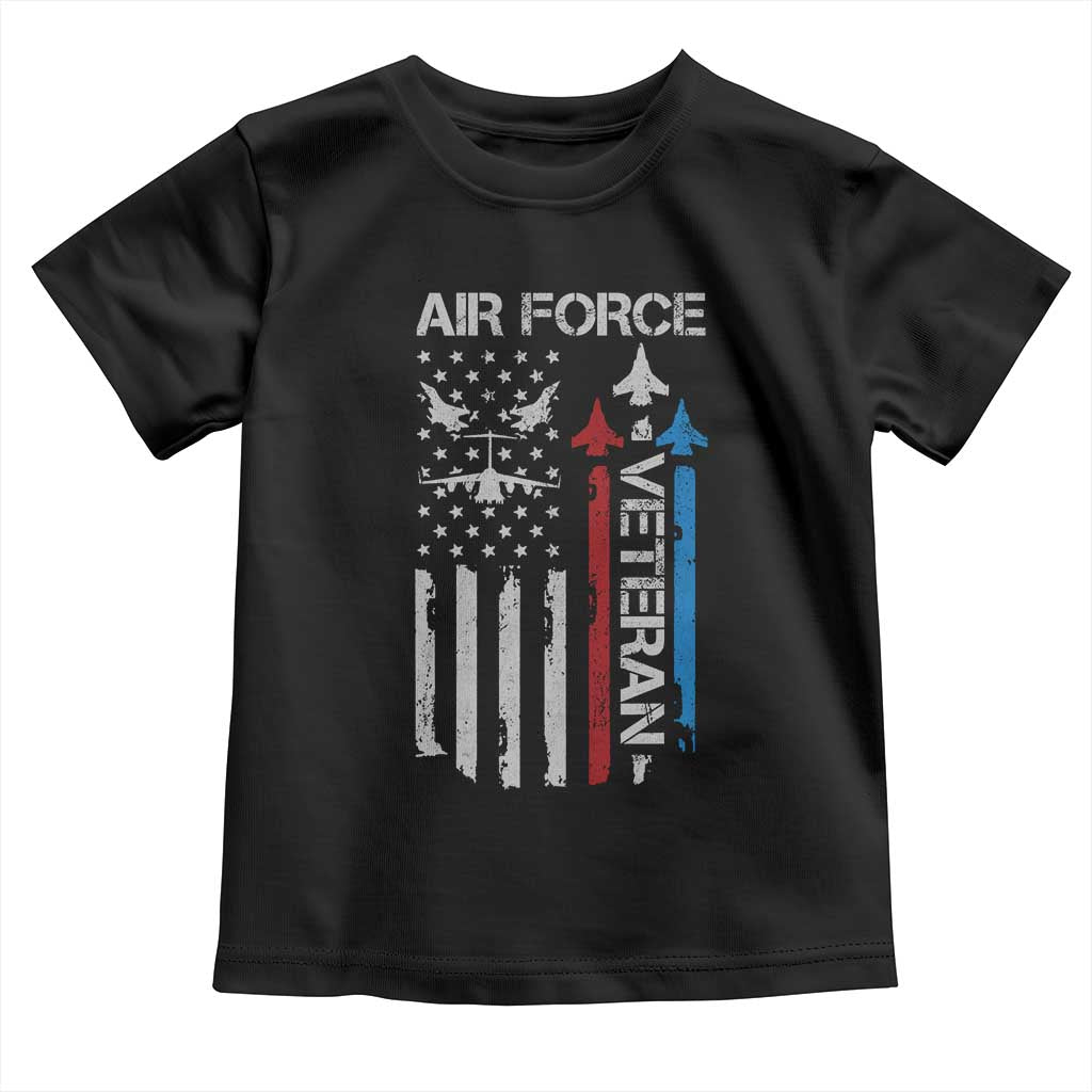 Air Force Veteran Toddler T Shirt Distressed American Flag Retired Dad Grandpa TS10 Black Print Your Wear