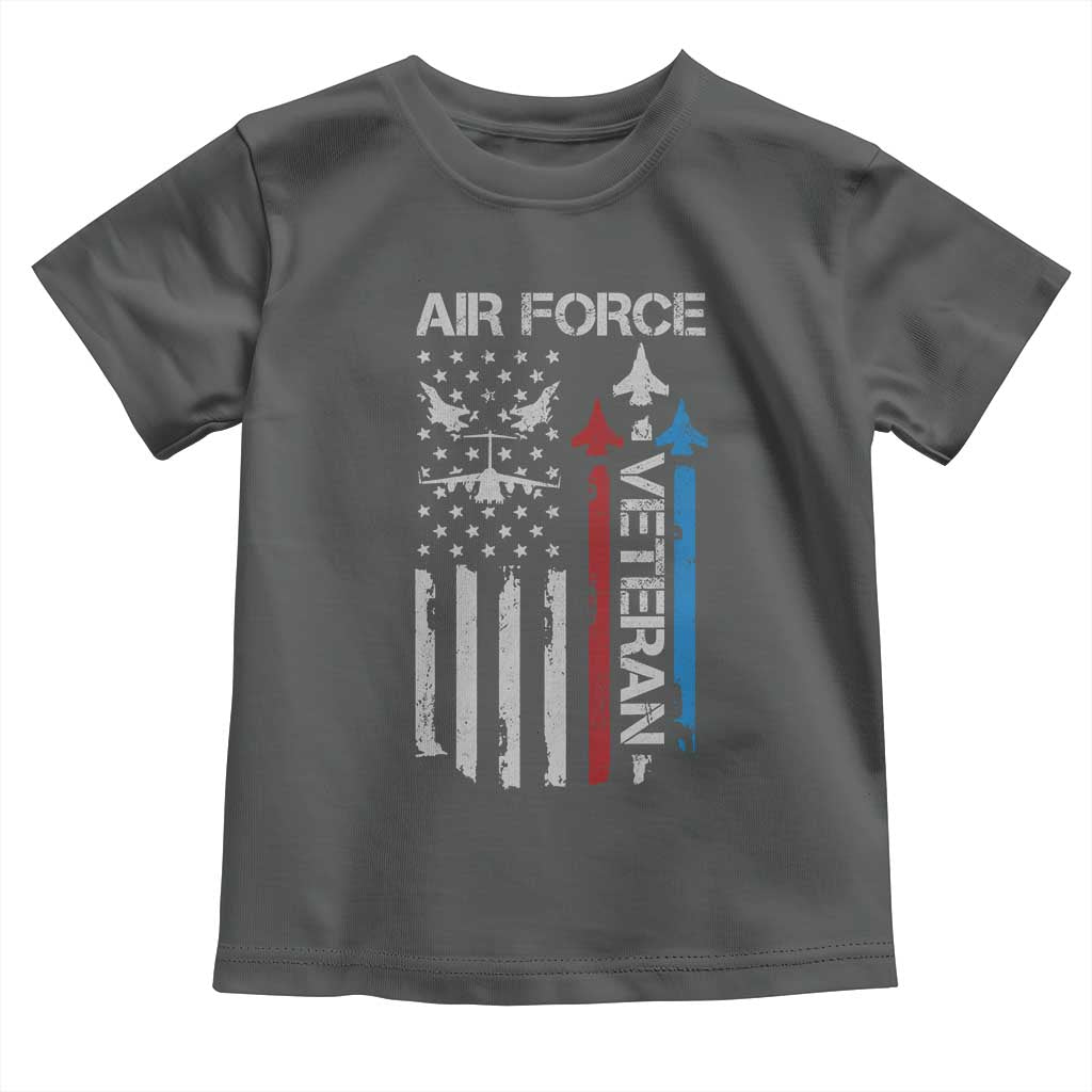 Air Force Veteran Toddler T Shirt Distressed American Flag Retired Dad Grandpa TS10 Dark Heather Print Your Wear