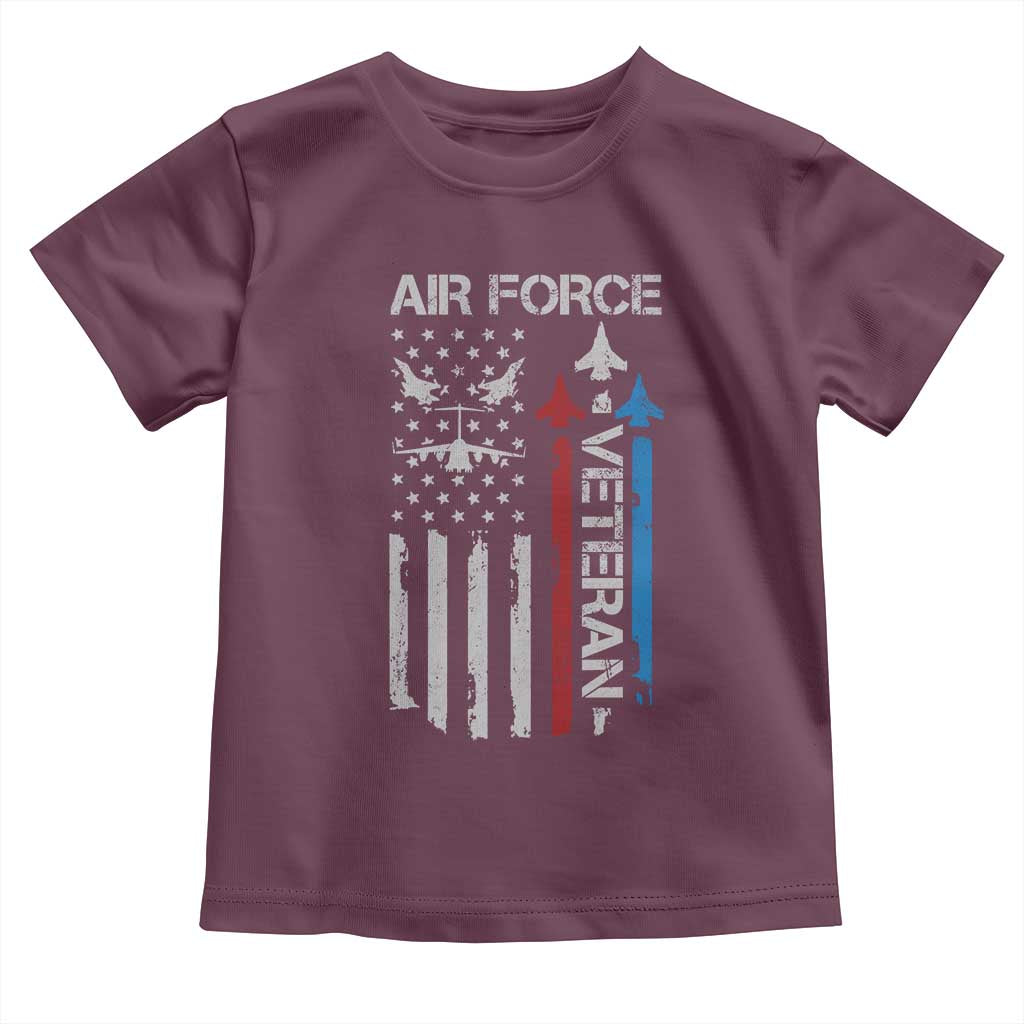 Air Force Veteran Toddler T Shirt Distressed American Flag Retired Dad Grandpa TS10 Maroon Print Your Wear