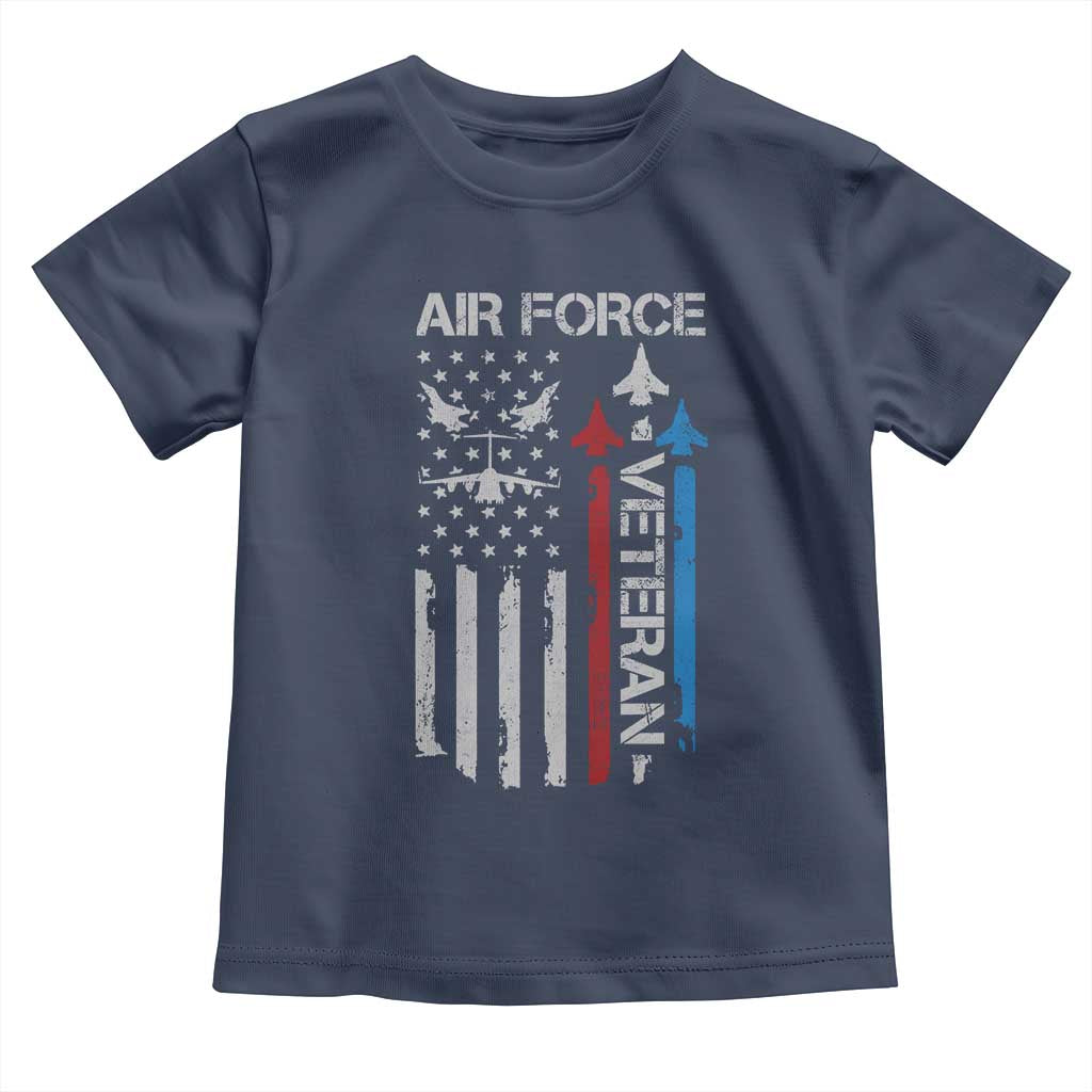 Air Force Veteran Toddler T Shirt Distressed American Flag Retired Dad Grandpa TS10 Navy Print Your Wear