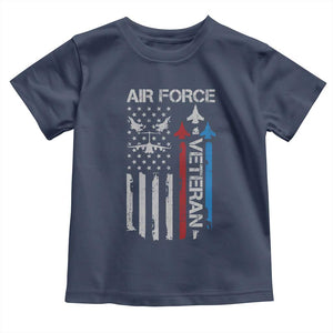 Air Force Veteran Toddler T Shirt Distressed American Flag Retired Dad Grandpa TS10 Navy Print Your Wear