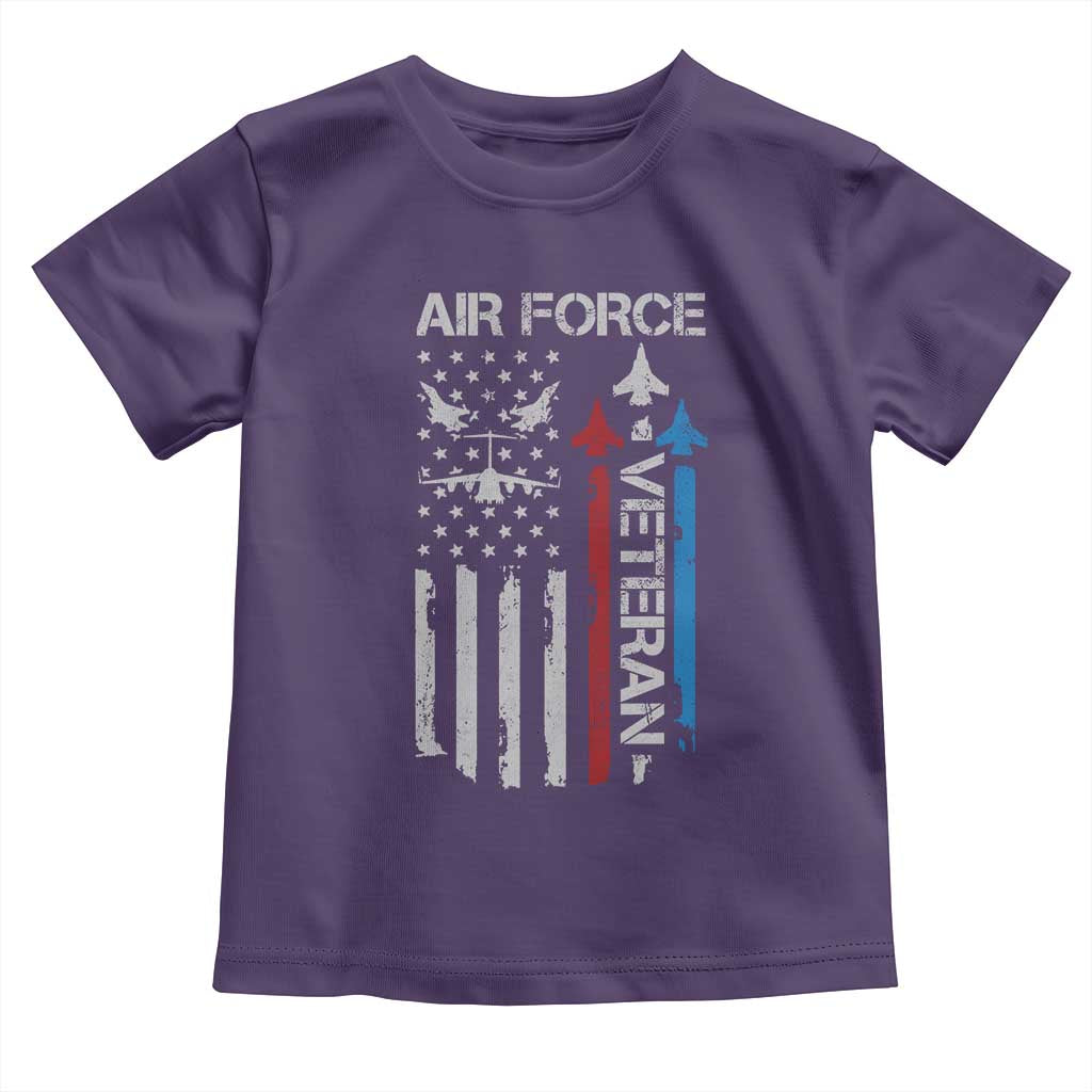 Air Force Veteran Toddler T Shirt Distressed American Flag Retired Dad Grandpa TS10 Purple Print Your Wear
