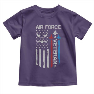Air Force Veteran Toddler T Shirt Distressed American Flag Retired Dad Grandpa TS10 Purple Print Your Wear