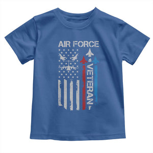 Air Force Veteran Toddler T Shirt Distressed American Flag Retired Dad Grandpa TS10 Royal Blue Print Your Wear