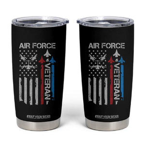 Air Force Veteran Tumbler Cup Distressed American Flag Retired Dad Grandpa TS10 Black Print Your Wear