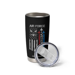 Air Force Veteran Tumbler Cup Distressed American Flag Retired Dad Grandpa TS10 Print Your Wear