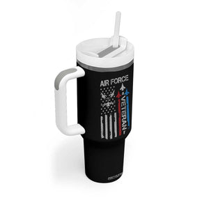 Air Force Veteran Tumbler With Handle Distressed American Flag Retired Dad Grandpa TS10 Print Your Wear