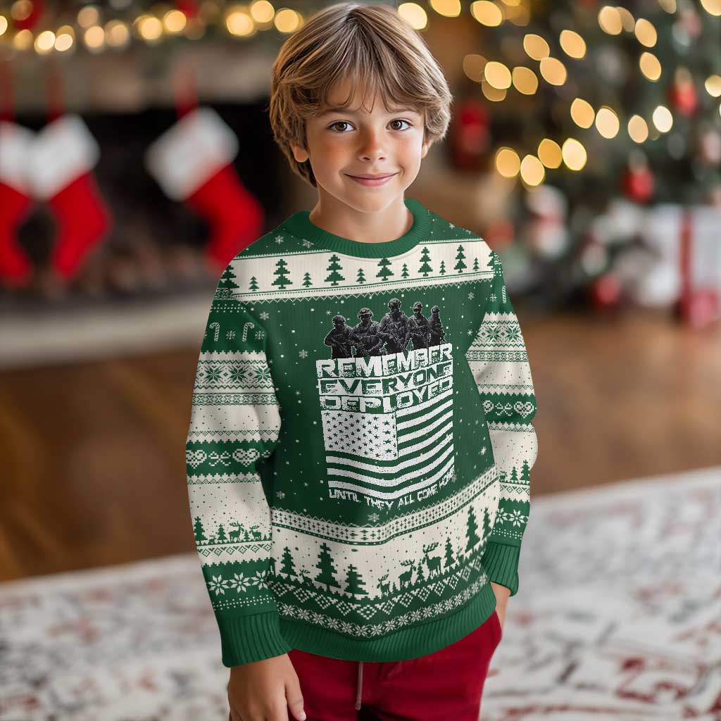 R.E.D Friday Ugly Christmas Sweater Remember Everyone Deployed Military US Flag TS10 Forest Green Beige Print Your Wear
