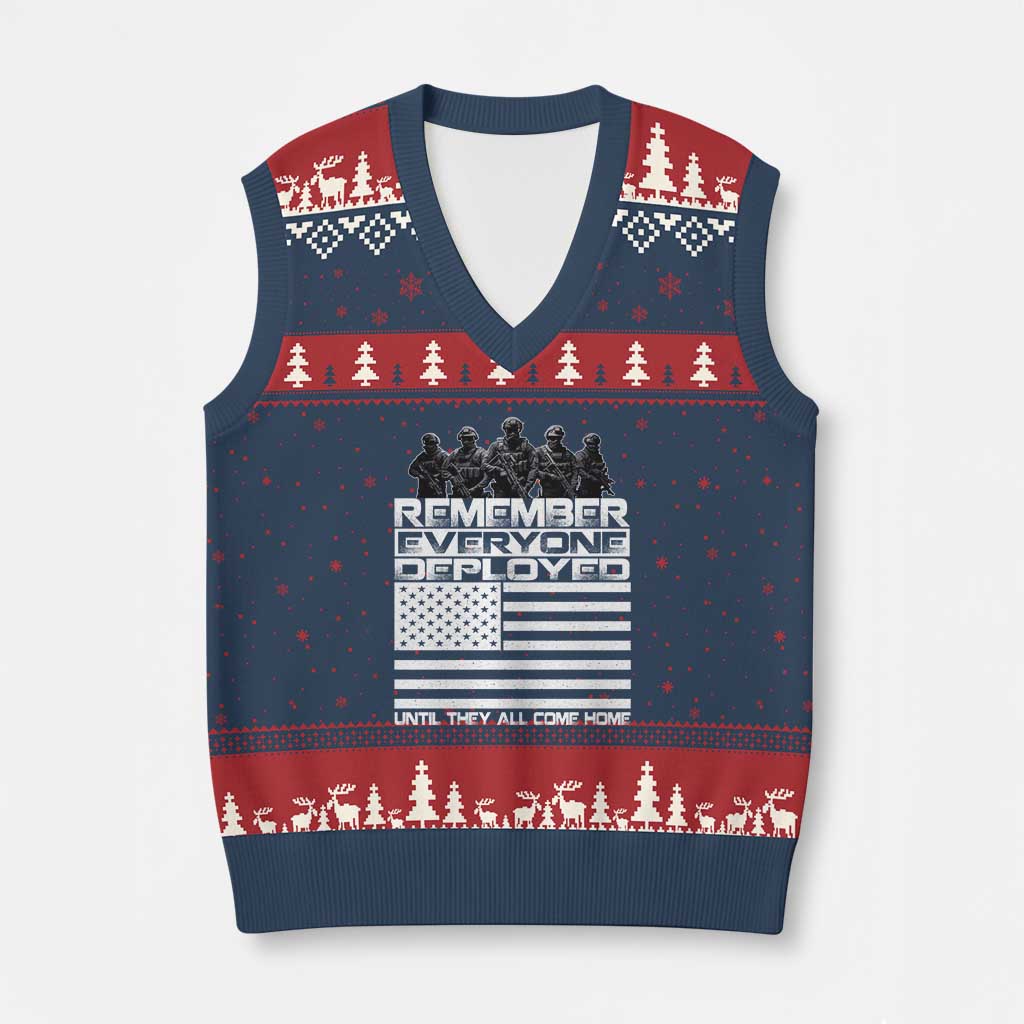 R.E.D Friday V-Neck Knit Sweater Vest Remember Everyone Deployed Military US Flag TS10 Navy Red Print Your Wear