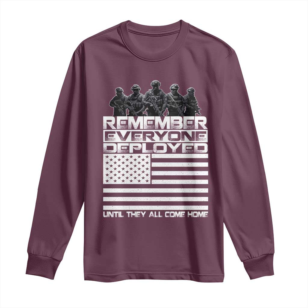 R.E.D Friday Long Sleeve Shirt Remember Everyone Deployed Military US Flag TS10 Maroon Print Your Wear